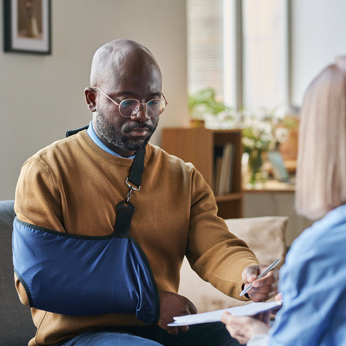 Man with a broken arm; Personal Injury Attorney Jay Oakley, Lexington Kentucky